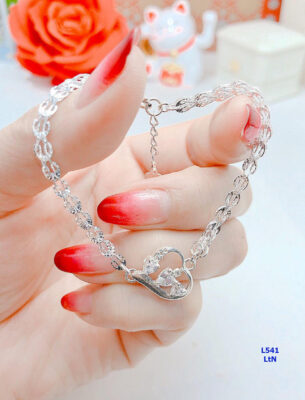 Lắc tay bạc mix tim M5