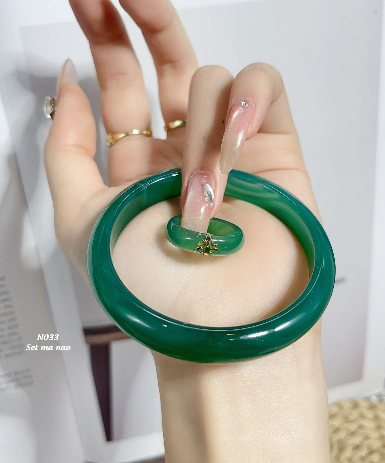 BST Set vòng & nhẫn cẩm thạch đa sắc