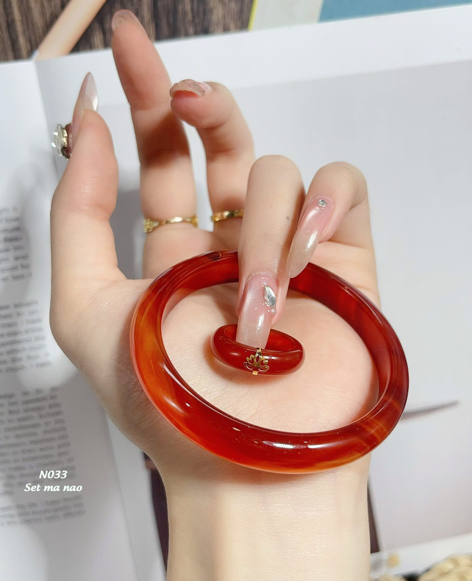 BST Set vòng & nhẫn cẩm thạch đa sắc