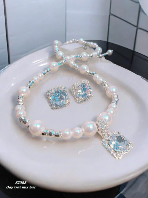 Set trang sức bạc mix bạc ngọc trai M1