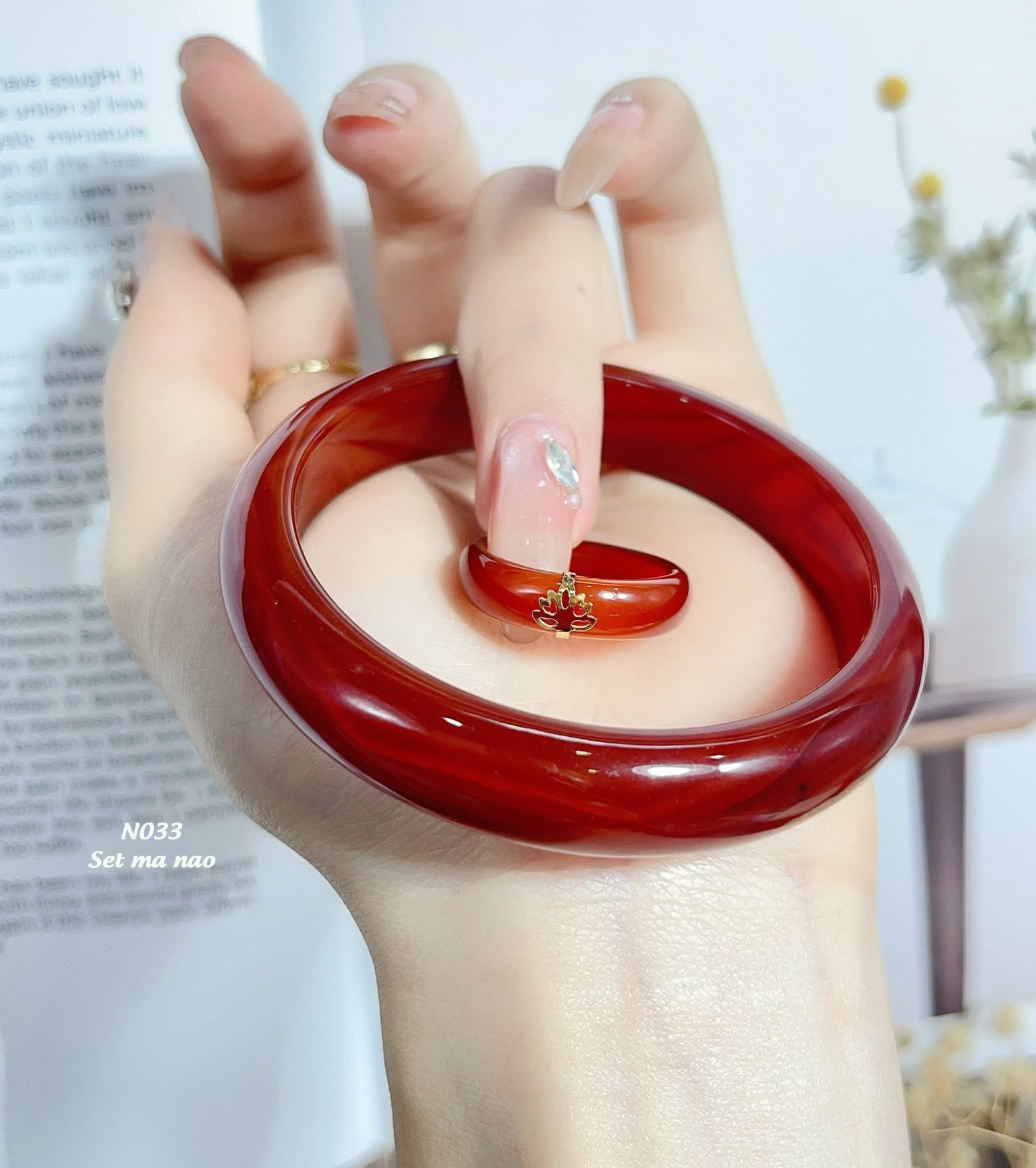 BST Set vòng & nhẫn cẩm thạch đa sắc