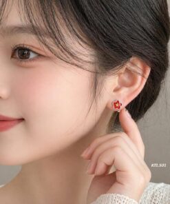 Bông tai bạc nữ hình Quốc kỳ Việt Nam