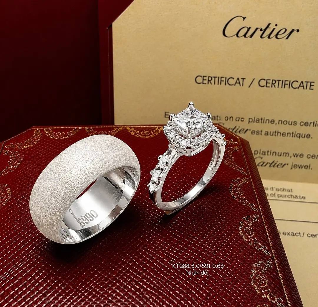 Nhẫn đôi Cartier Platinum Cao Cấp M1